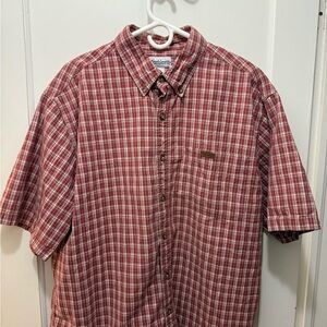 Carhartt Men's Relaxed Fit Button-Down Red Checkered Shirt